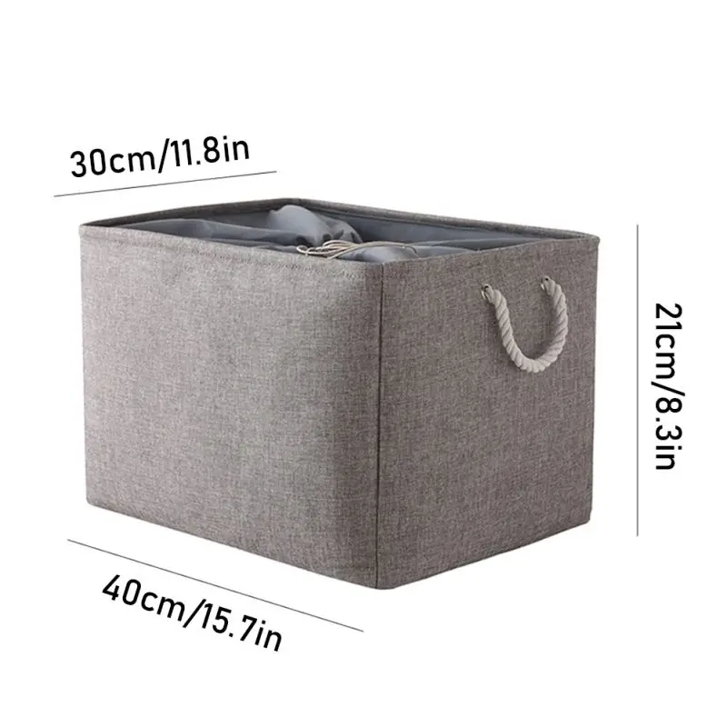 

Folding Storage Basket With Handle Linen Storage Box Bins Fabric Organizer Books Toys Clothes Basket Household Storage Tools Box