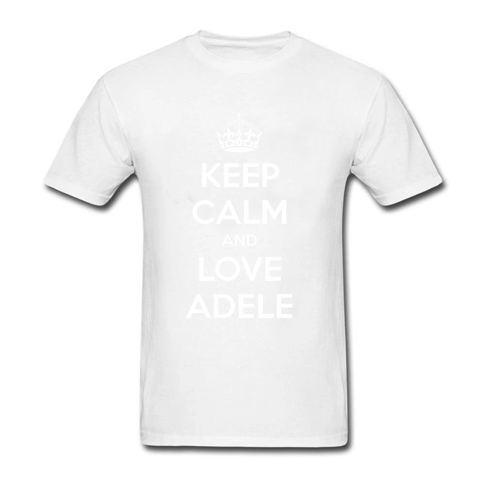 Футболка с круглым вырезом для подростков надпись Keep Calm And Love Adele осенняя футболка