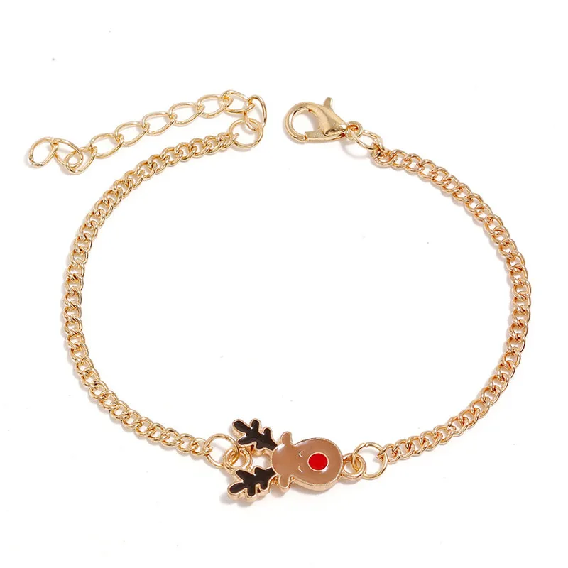 Милый олень Лось с красным носом ожерелье браслет кольцо серьги набор из 4