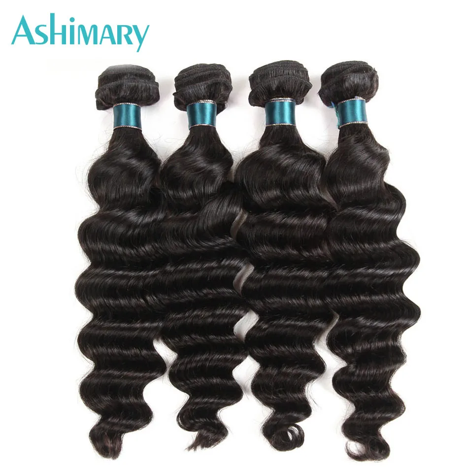 Ashimary свободные глубокие волнистые пучки с застежкой не Реми человеческие волосы
