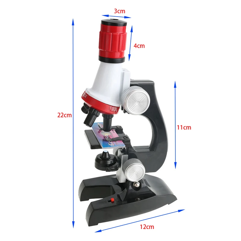 

Design Microscope 100X 400X 1200X Illuminated Monocular Biological Microscope for Children Education Toy Tool New