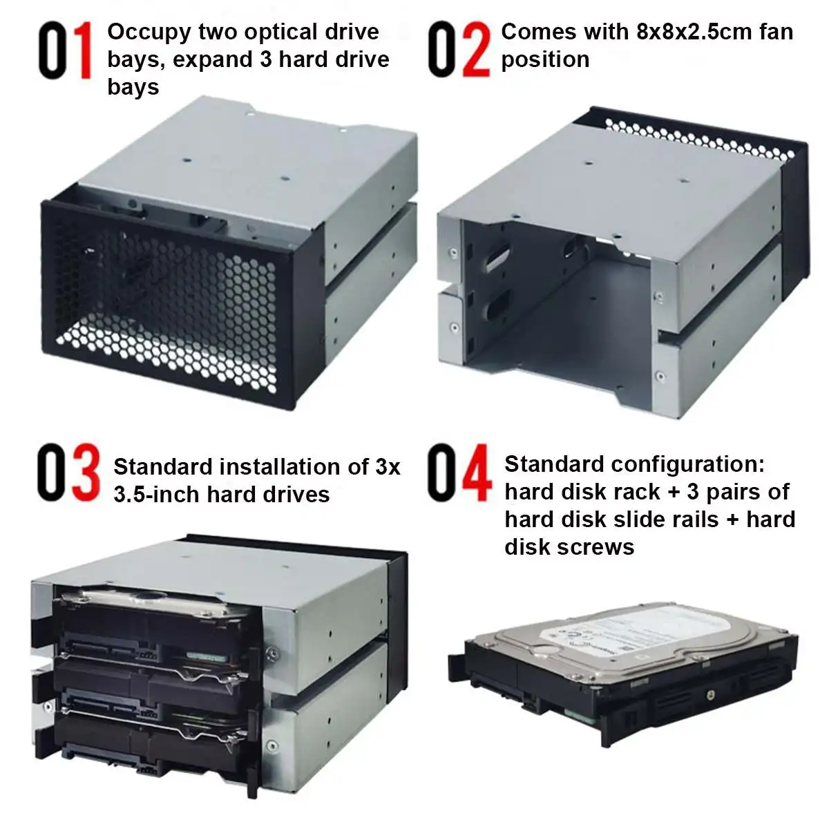 3 5 to 5 25 three disc hard disk cages 2 chassis drives in the chassis 3 5 inch hard disk drive box computer storage expansion free global shipping