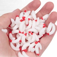 100pcslot 2cm earthworm soft worm silicone artificial baits maggot grub soft fishing luya lure fish lures bread worms floating