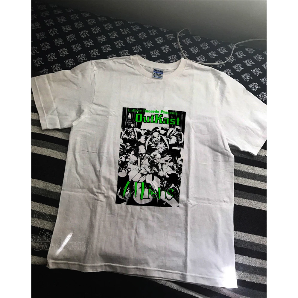 Винтаж Outkast Atliens Laface Records рэп футболка в стиле хип-хоп 1996 Перепечатка Slim Fit Футболка
