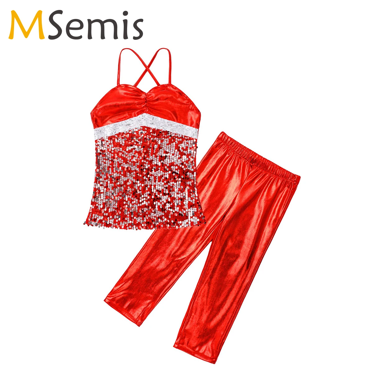 

Girls Jazz Dance Costume Children Korean Sexy Dance Clothes Shiny Sequins Top Pant Outfits New Calories Ballet Dance Costumes