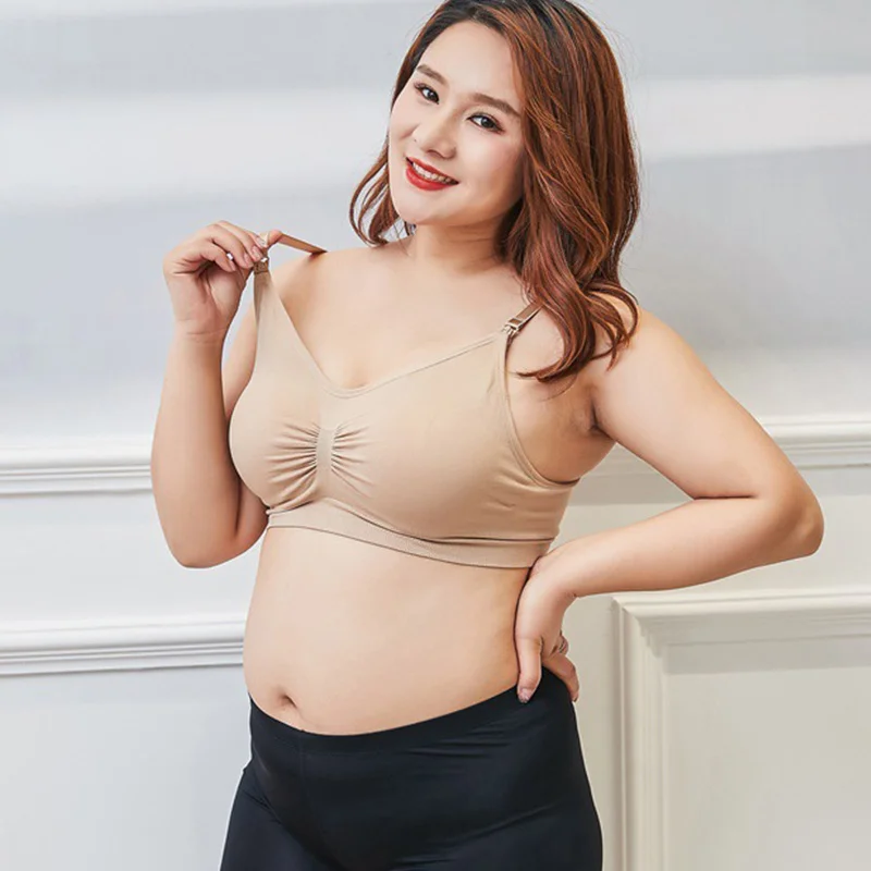 

Women's Breathable Supportive Plus Size Cotton Maternity Nursing Front Open Breathable Pregnant Breastfeeding Bra XL-3XL