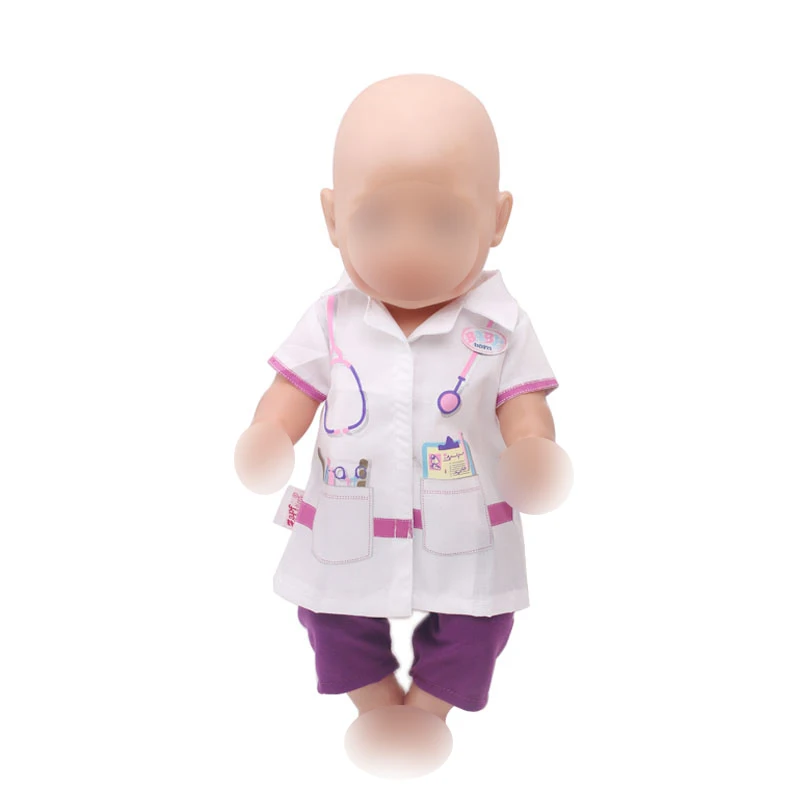 

43 cm baby dolls Dress newborn Doctor's white uniform Baby toys fit American 18 inch Girls doll f266