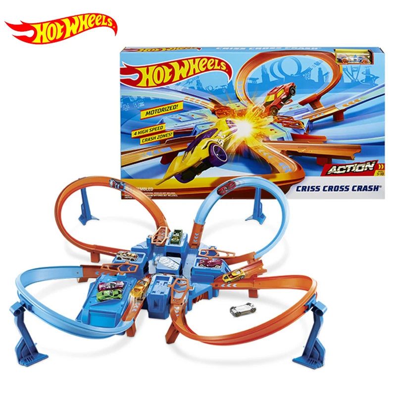 Оригинальная игрушка Hot Wheels Car Track Criss Cross аварийный набор 1:64 литая гоночная модель