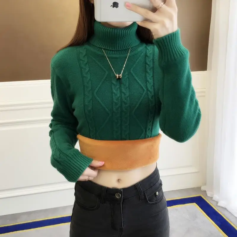 

Turtleneck Sweaters Women Autumn Winter Long Sleeve Knitted Sweater Pullovers Female Thick Warm Bottoming Shirt Jumpers Tops