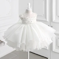cute baby girl first birthday dress applique lace o neck princess knee length baptism gown christmas dress