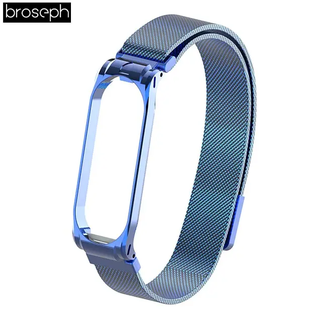 Blue Mi lanese ремешок для часов Xiaomi mi Band 3 4 спортивные ремешки из нержавеющей стали для mi band 3 4 Смарт часы браслет аксессуары - Цвет ремешка: Blue