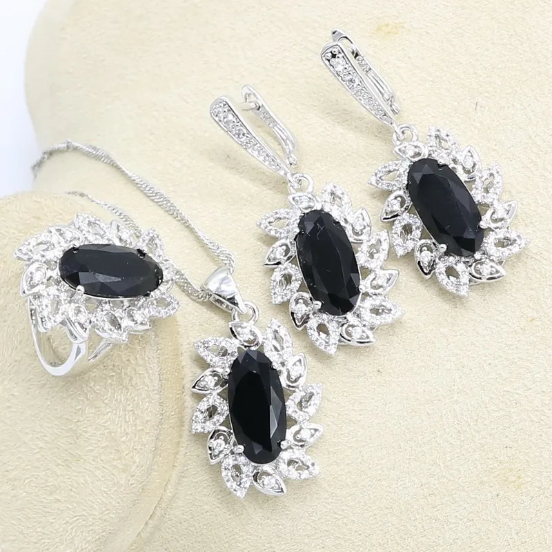 Набор украшений для женщин сережки ожерелье кольцо Подарочная коробка синий