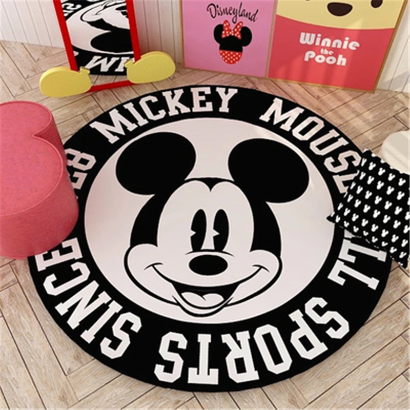 

Cartooon Mickey Round Rugs Baby Play Mat Nursery Rugs Large Polyester Anti-slip Cartoon Animal Baby Floor Mat Game Mat