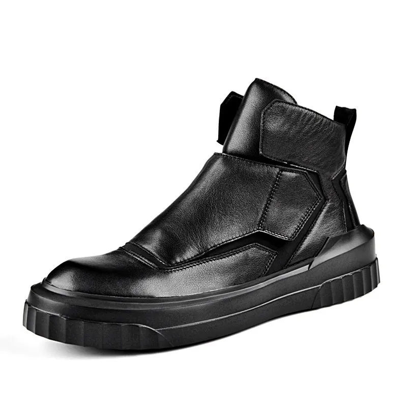 

Brand Men High-Top Shoes 2020 British Genuine Leather Ankle Boots Luxury Trainers Motorcycle Boots Winter Sneakers Shoes Male