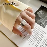 lispector 925 sterling silver french simple glossy square ring for women men minimalist thick wide rings office commute jewelry