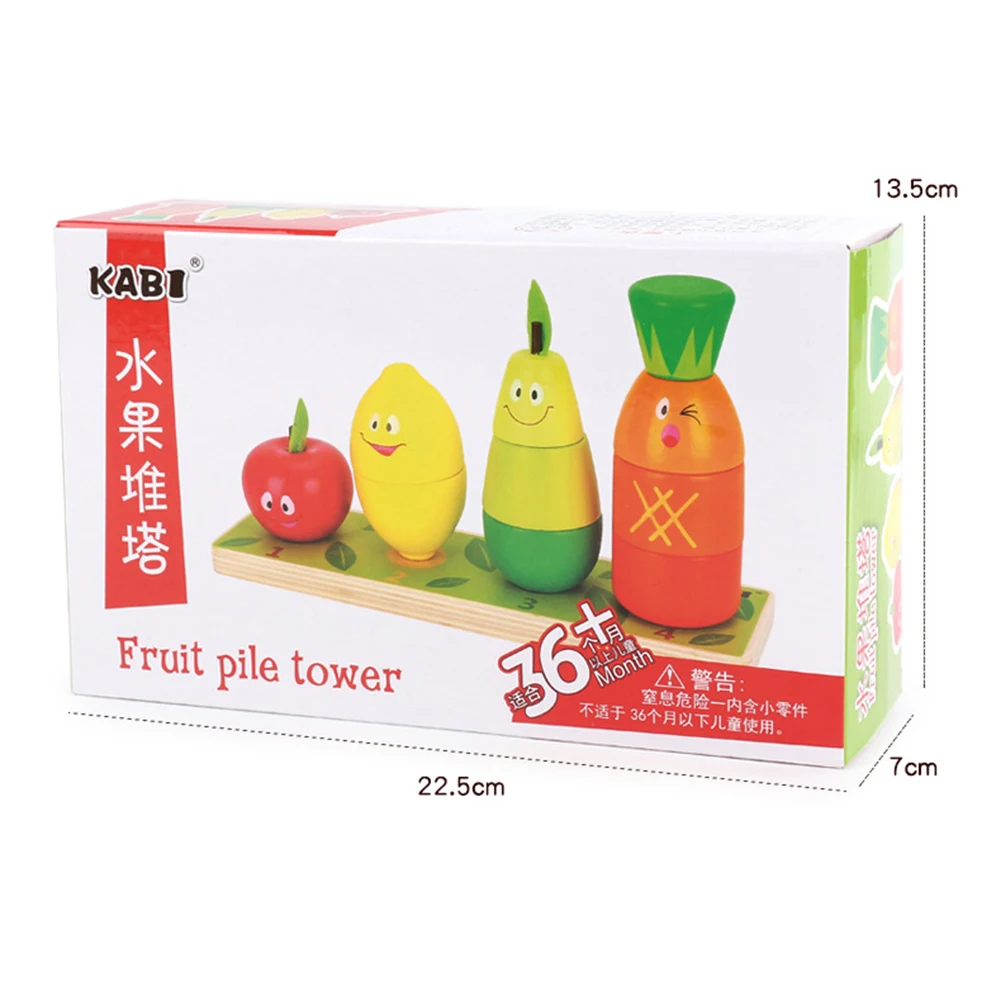 

Wooden Cartoon Puzzle Blocks Game Fruit Stacked Toys Enlightenment Toys Fruit building block toy set children's wooden toys