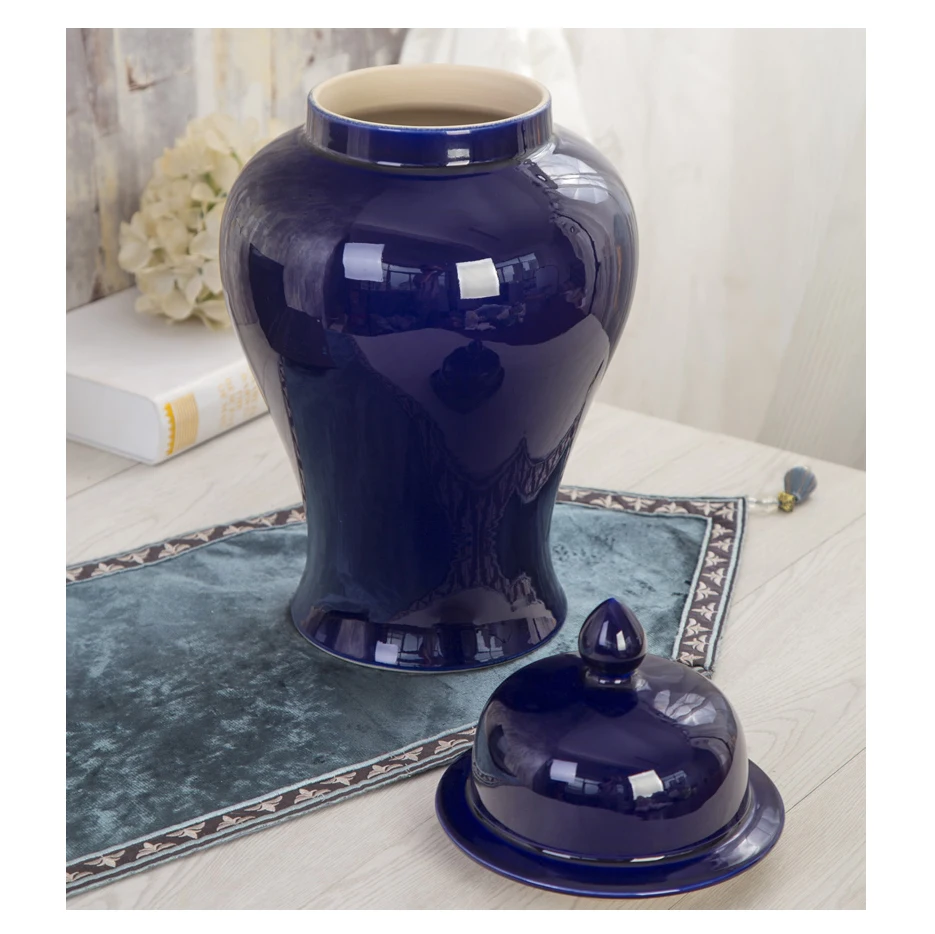 Большая напольная ваза 60 см Однотонные голубые азиатские банки для дужек