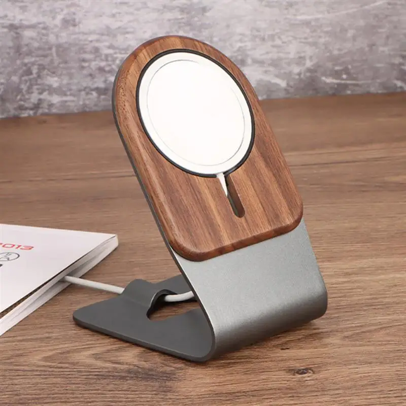 

1Pc Wood Wireless Charger Stand Aluminum Alloy Phone Charging Stand (Silver)