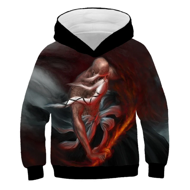 

Winter Boys / Girls Hoodie 3D print death thickened Sweatshirt 4-14t children's hooded Pullover autumn winter top
