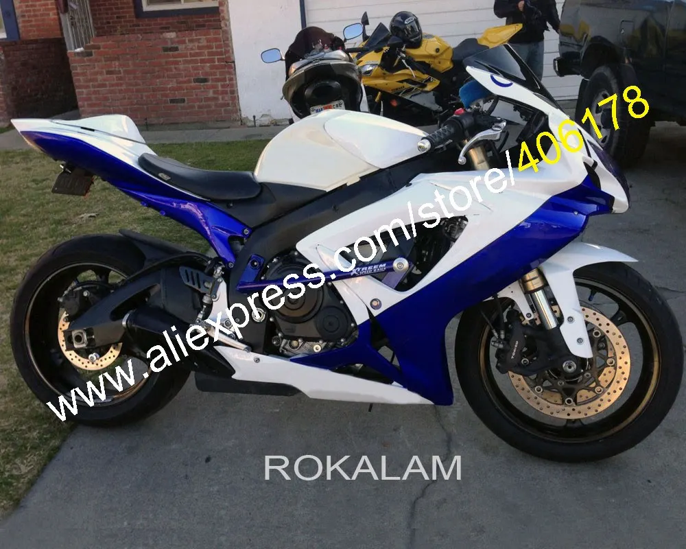 Инъекции для Suzuki GSXR 600 750 2006 2007 GSX R600 R750 06 07 K6 сине белые мотоцикл обтекатель Kit
