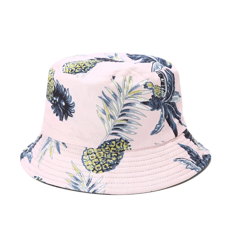 

2021 cotton pineapple print Bucket Hat Fisherman Hat outdoor travel hat Sun Cap Hats for Men and Women 354