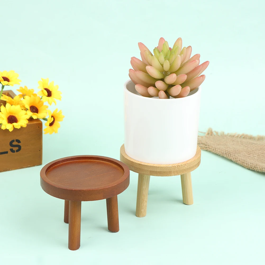 

1 Pc Small Wooden Plant Stand Flower Pot Base Holder Stool High Stool Flower Shelf Miniture Home Decor Supply