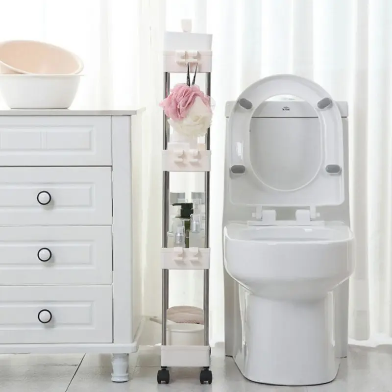 

Kitchen Storage Rack With Wheels Mobile Tower Assembly Bathroom Plastic Rack Bathroom Organizer New