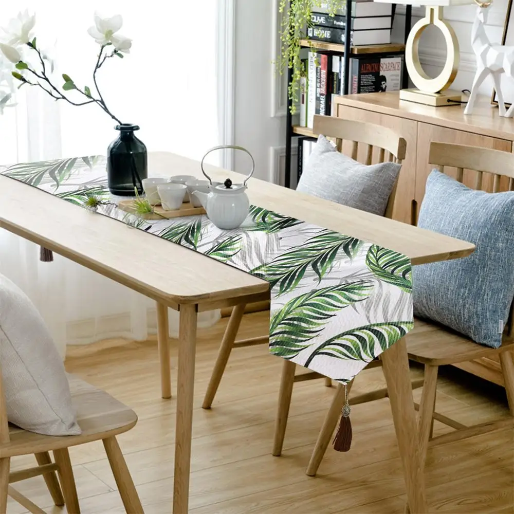 

Tropical Rainforest Leaves Print Table Runner Simple Tablecloth Table Cover