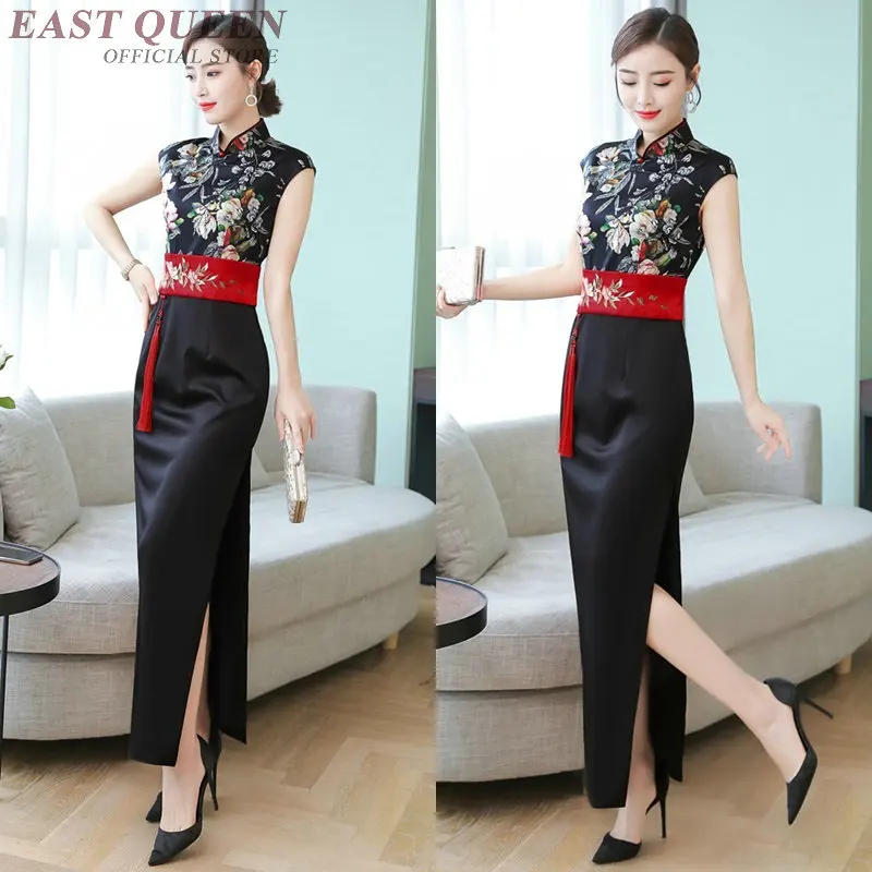 Элегантные китайские платья, вьетнамская одежда, Qipao, высокий разрез, сборная Талия, сексуальное восточное платье, длинное платье Cheongsam Ao Dai, платье TA1786