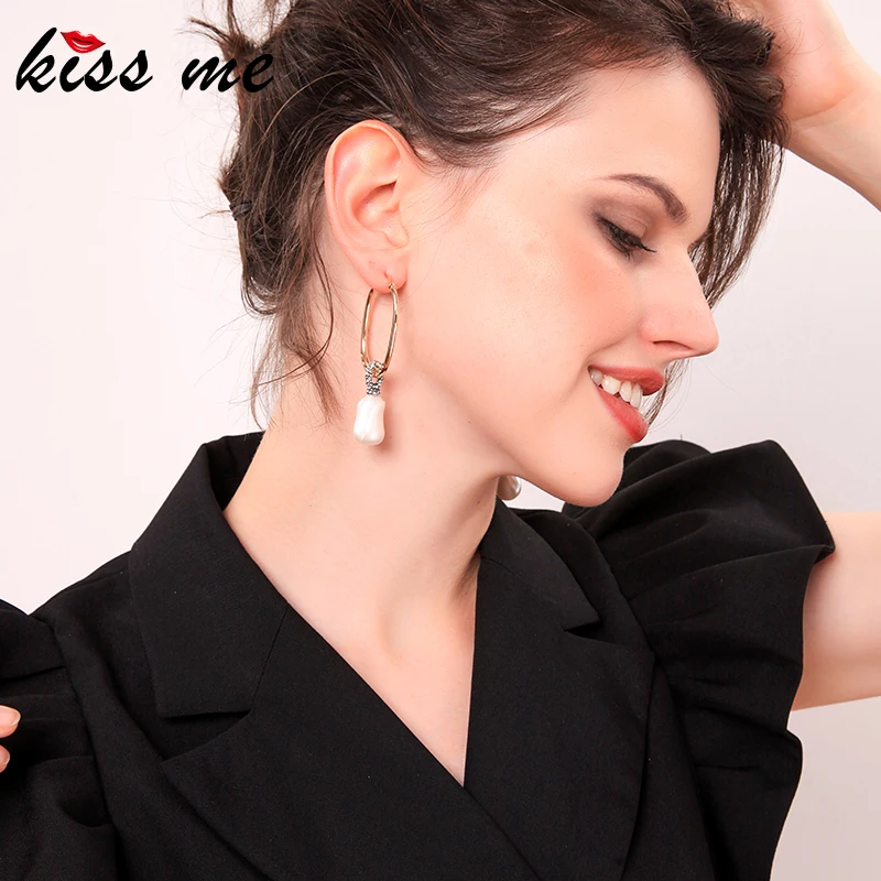 Kissme изысканный хрусталь искусственный жемчуг из смолы Висячие серьги для женщин