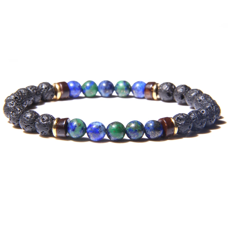 Натуральные браслеты из лазурита для мужчин черный браслет лавового камня с