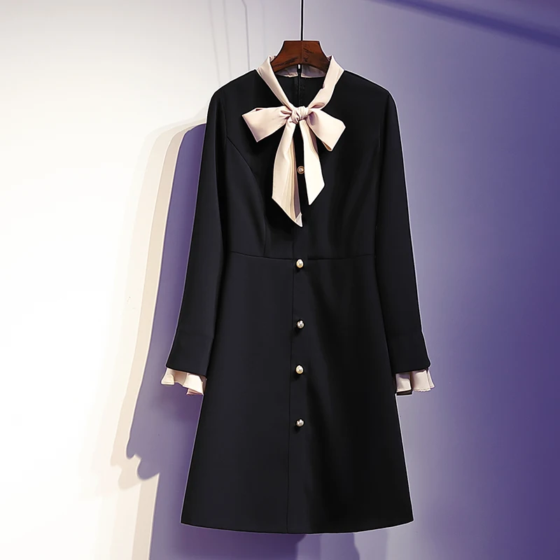 L 4XL размера плюс женское элегантное платье трапециевидной формы осень 2019 модное