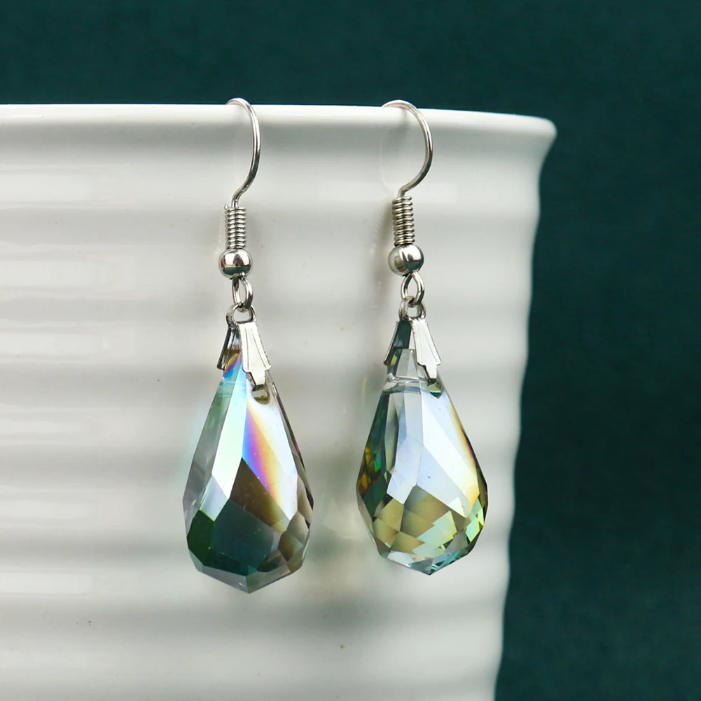 Роскошные серьги-подвески из искусственного стекла цвета AB Висячие кварцевые