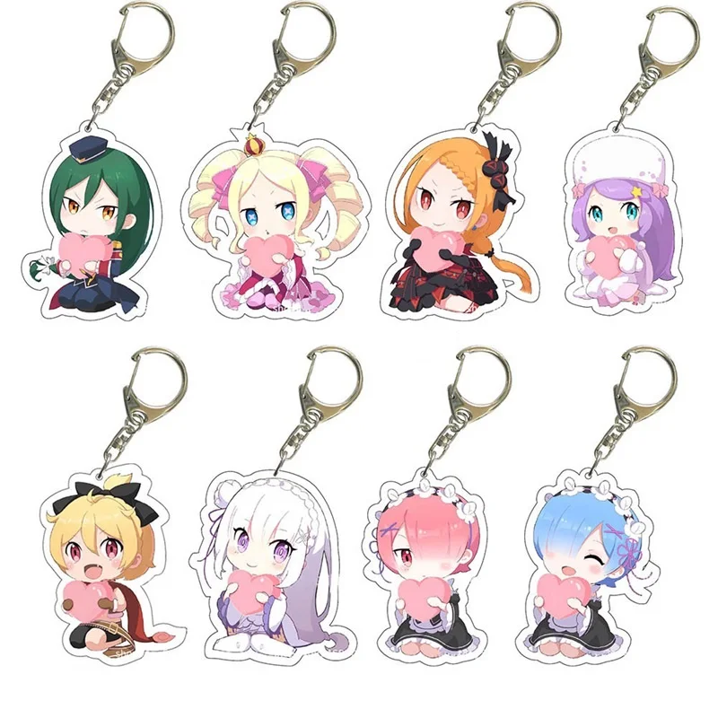 Брелок с акриловой подвеской Rem Ram прекрасный брелок для ключей надписью Re: жизнь