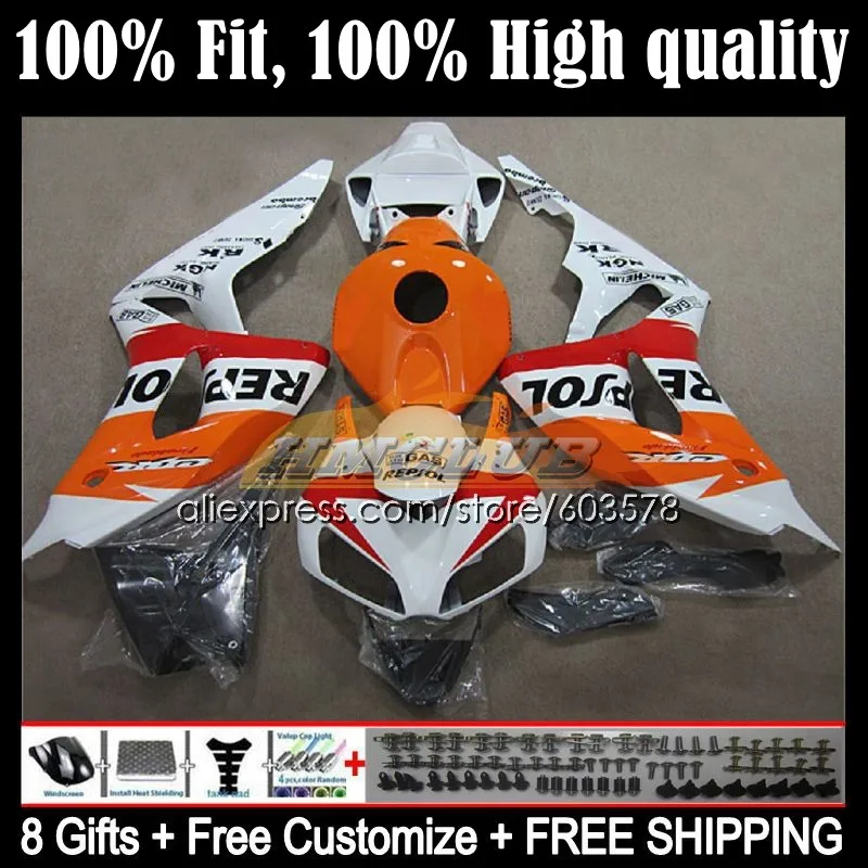 

Injection Body For HONDA CBR 1000 RR CC CBR 1000RR 1000CC 49CL.36 CBR1000RR 06 07 CBR1000 RR 2006 2007 OEM Fairing Repsol White
