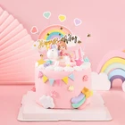 Единорог девочка Baby Shower торт Топпер Радуга торт на день рождения Топпер 1-я девочка на крестины день рождения торт Единорог Вечеринка поставки