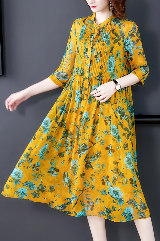 

COIGARSAM Fashion Women dress New Spring National Wind Dresses 8819