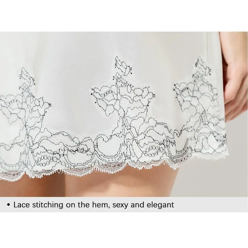 

Irene Tinnie 100% Silk Nightdress For Women Spaghetti Strap One Pieces Inner Dress Solid Color Elegant Sleepwear