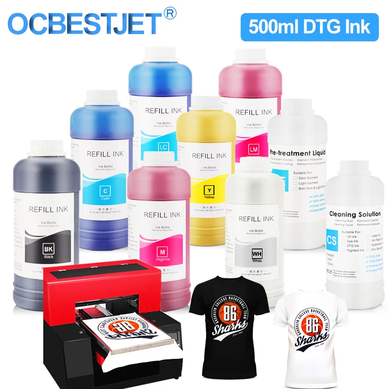 500 мл чернила DTG текстильные для Epson 1390 1400 L1800 R1900 R2000 R3000 4800 4880 DX5 DX7 DX9 DX10 печатающая