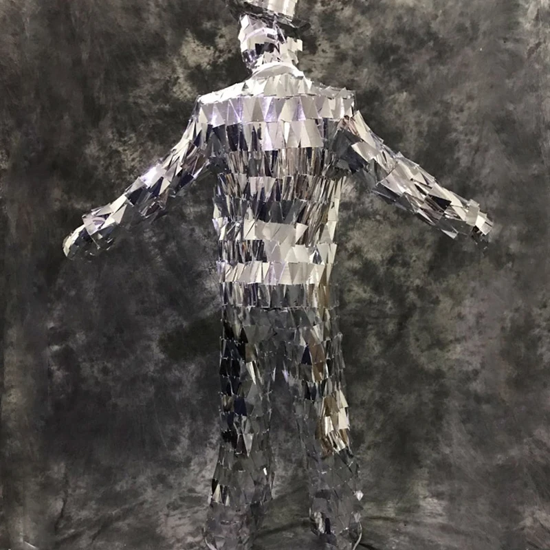 Mirror Performance Costume Men'S Mirror Suit Mechanical Dance Clothes Festival Outfit Male Nightclub Party Wear Handmade DN5099