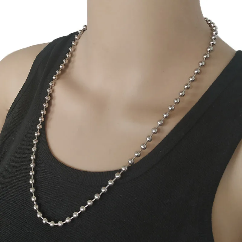 

Men's Stainless Steel Basic Chains Round Box Bead Ball Link Chain Necklace inSilver Tone Unisex Men Jewels