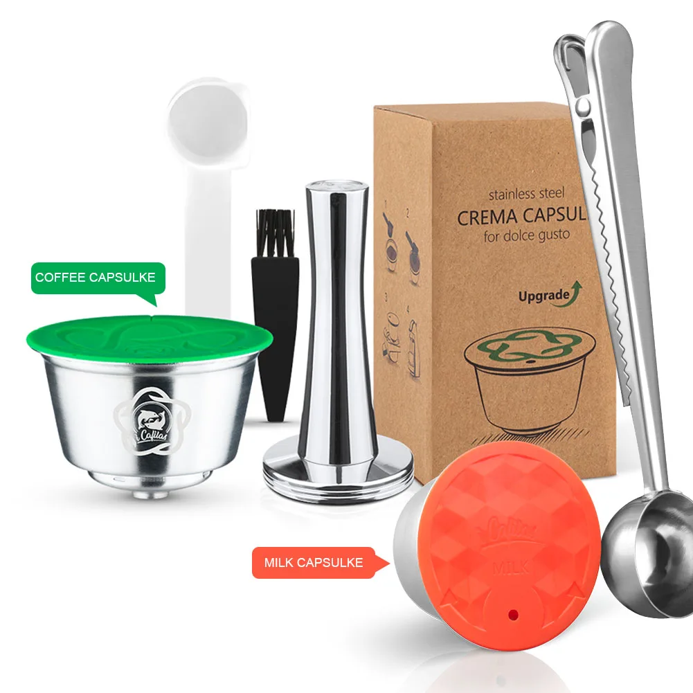 

Многоразовые кофейные капсулы ICafilas из нержавеющей стали для Dolce Gusto, силиконовый чехол, кофейная машина Dolci, кофейная ложка