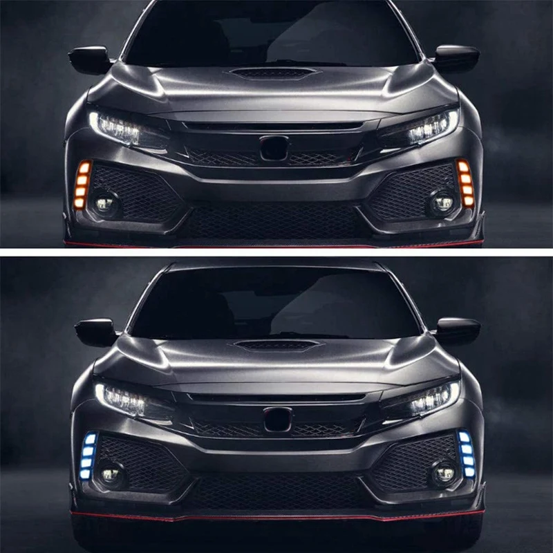 

Car LED Daytime Running Light Turn Signal Yellow Headlight DRL Fog Lamp Daylight for Honda Civic Type R 2017-2021