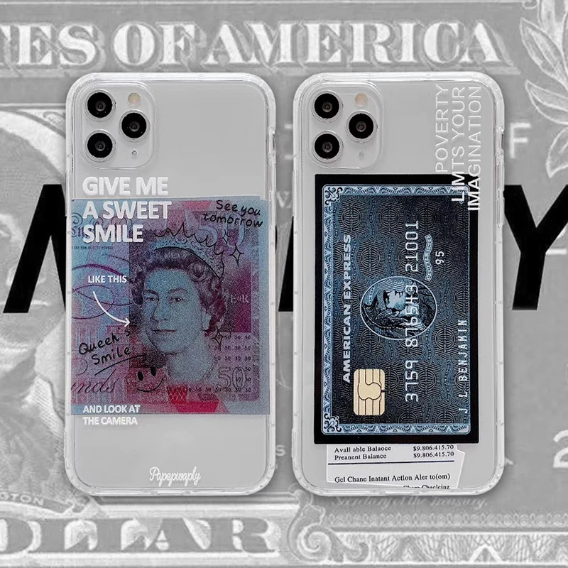 Новый прозрачный мягкий силиконовый чехол для телефона с черной и золотой картой