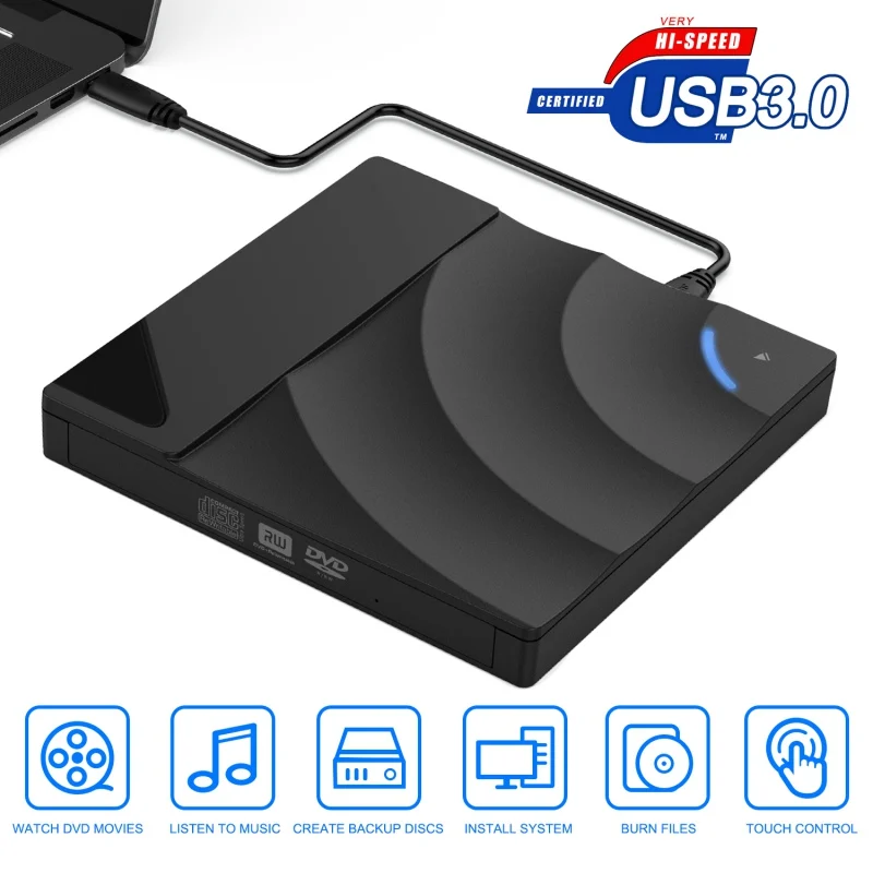 Супертонкий Внешний привод CD/DVD USB 3 0 портативный внешний перезаписывающий