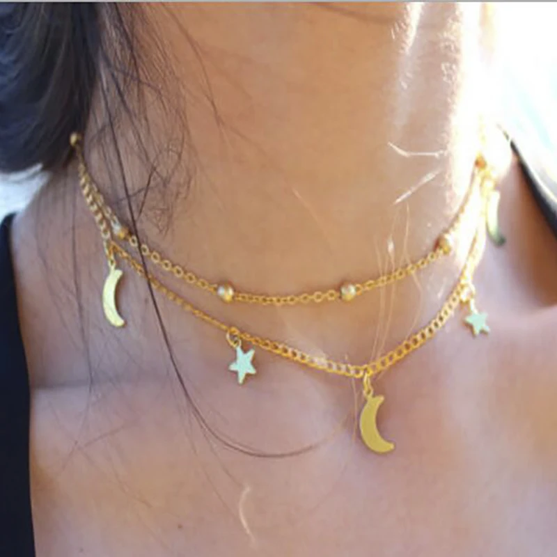 

Mix Style Romantic Moon Stars Necklaces & Pendants for Women Fashion Choker Chain Neck Necklace Party Jewelry Birthday Gifts