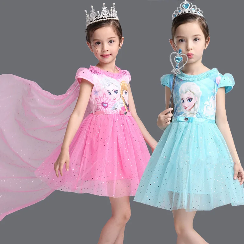 Платье Эльзы для девочек костюм принцессы костюмированной вечеринки сезон