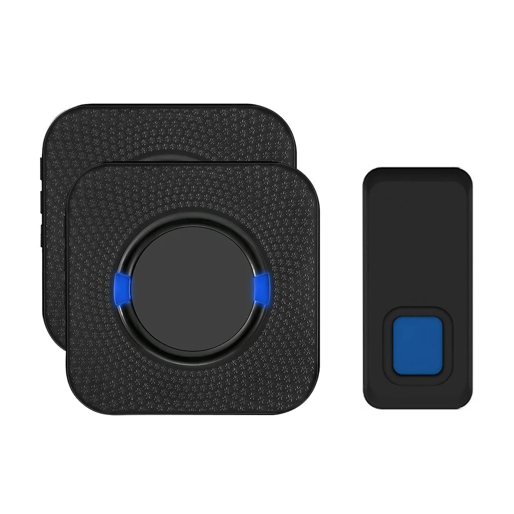 

Wireless Waterproof Doorbell Cordless Electronic Door Chime Kit 55 Chimes LED Indicator 2 Receivers And 1 Push Button
