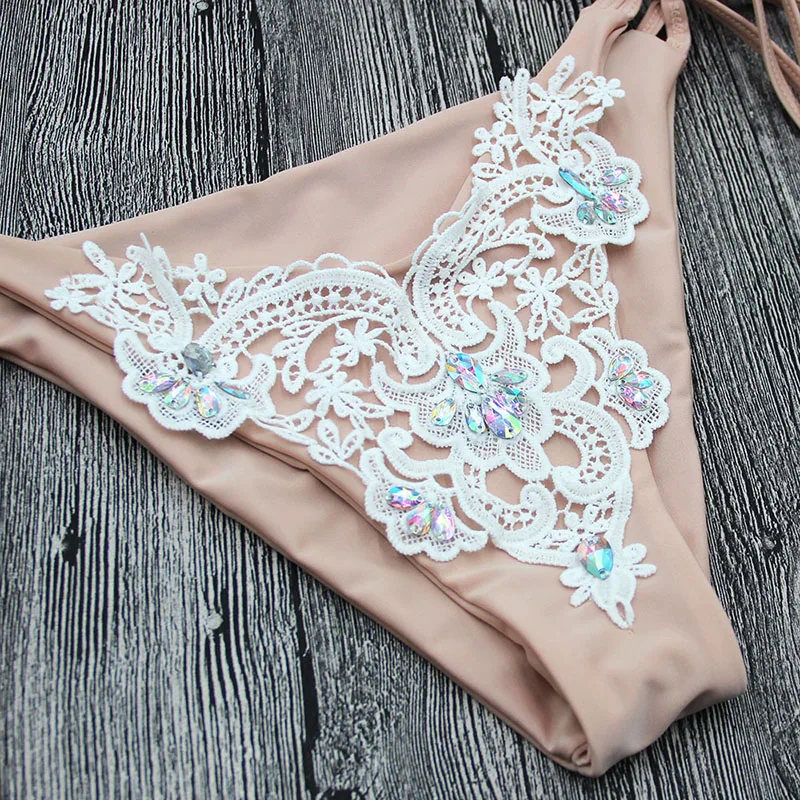 

Lace Bikini Swimwear Diamond Swimsuit Crystal Women Swimwear Bikini Rhinestone Swimsuit Beachwear Two-Piece Suits