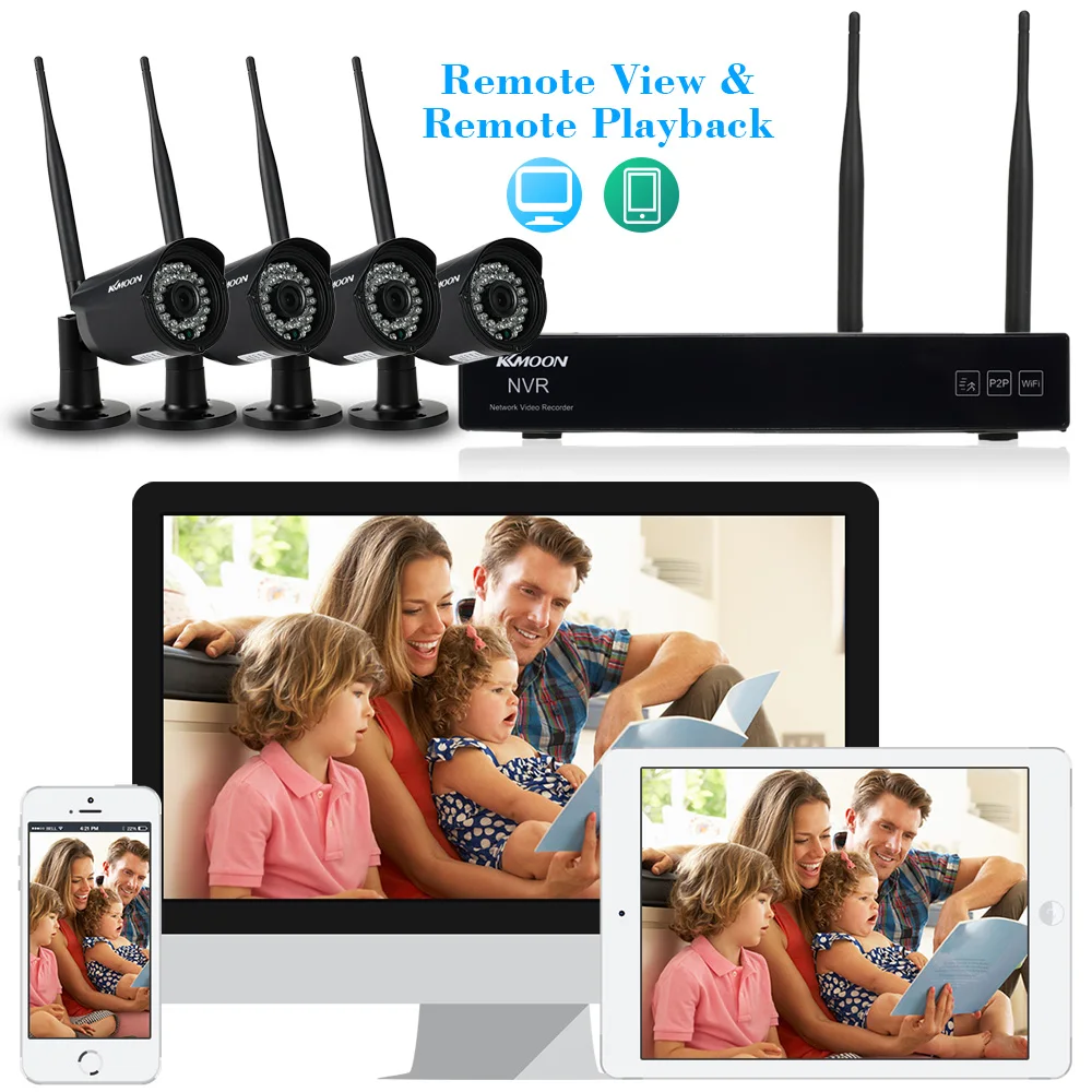 KKmoon 4 канальный HD 720P Беспроводной Wi Fi NVR Сетевой Видео Регистраторы + шт. IP Камера